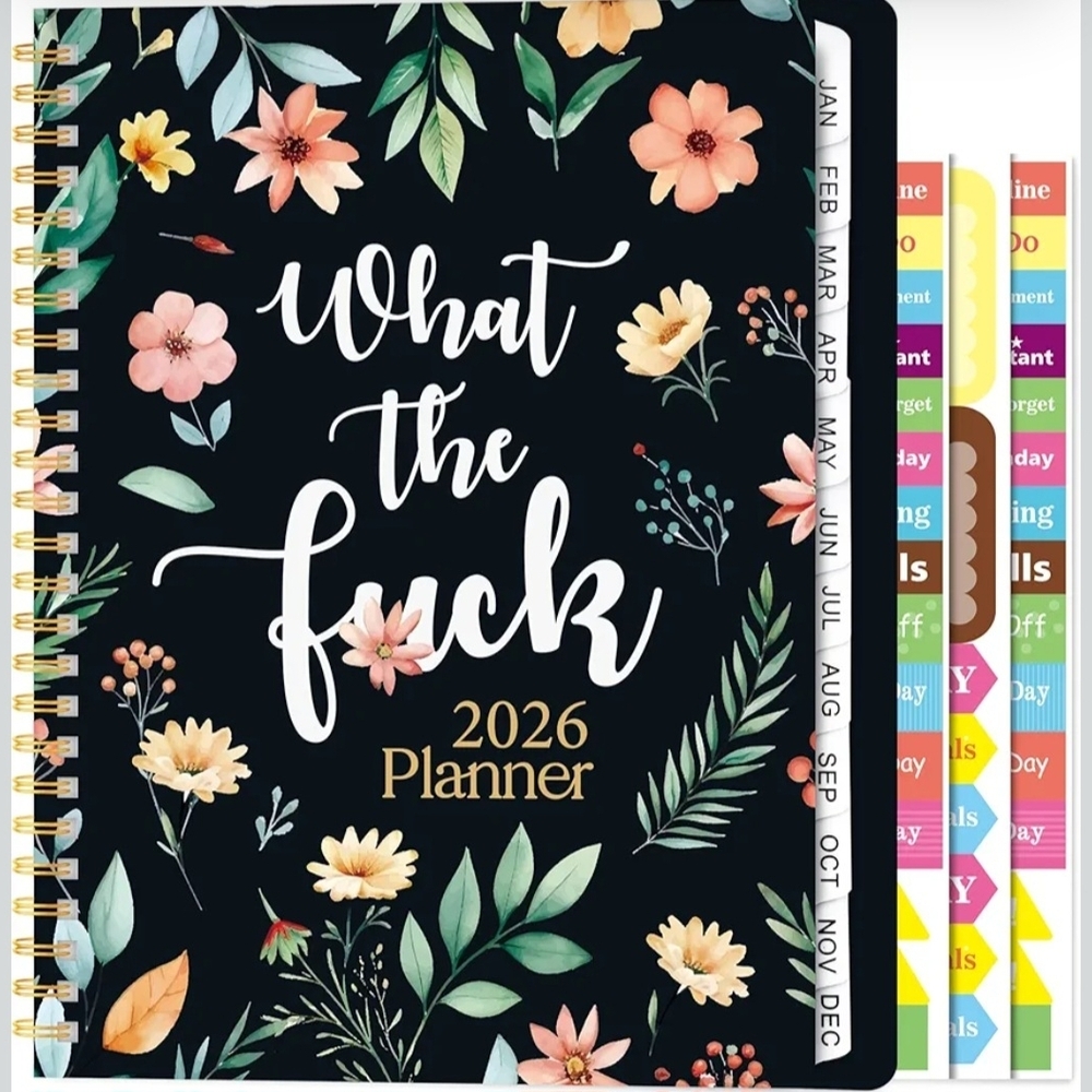 What The F*ck Weekly and Monthly Planner Floral Writing Notebooks, Jan. 2026 - D